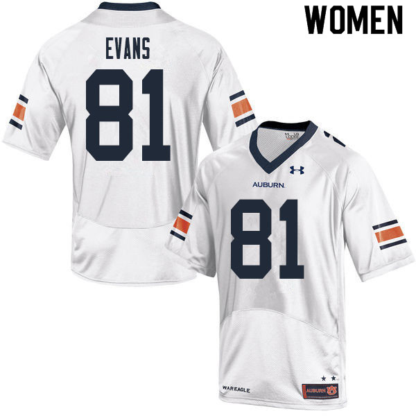 Women #81 J.J. Evans Auburn Tigers College Football Jerseys Sale-White